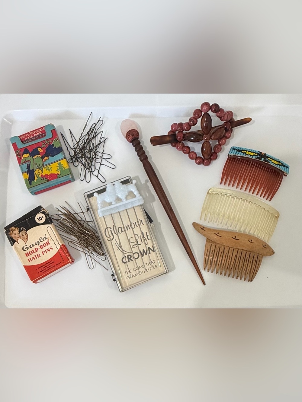 Vintage Retro Hair Accessories Lot Combs Pins Barrette Hair Stick
